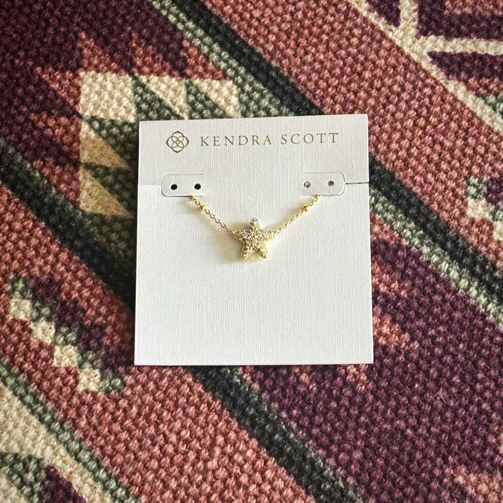 Kendra Scott Jae Star Gold Pave Short Pendant Necklace